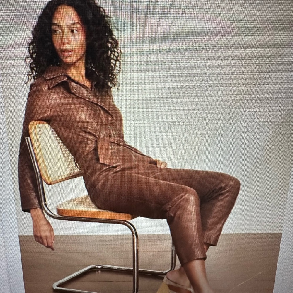 Veronica Beard Kyla Leather Jumpsuit size 4 NWT
